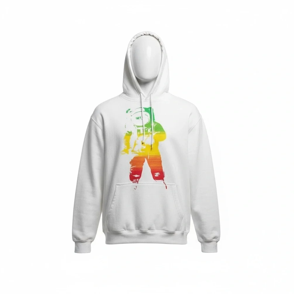 Space Astronaut Man on the Moon Rasta Sweatshirt Hoodie Size 3X - Picture 2 of 8